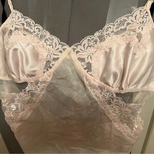 Victoria’s Secret Lingerie  Camisole Tank Top Sleepwear Satin Lace Trim Cami Sle